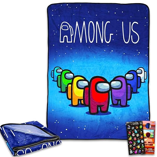 Among Us Fleece Blanket for Kids - Bundle with Crewmate