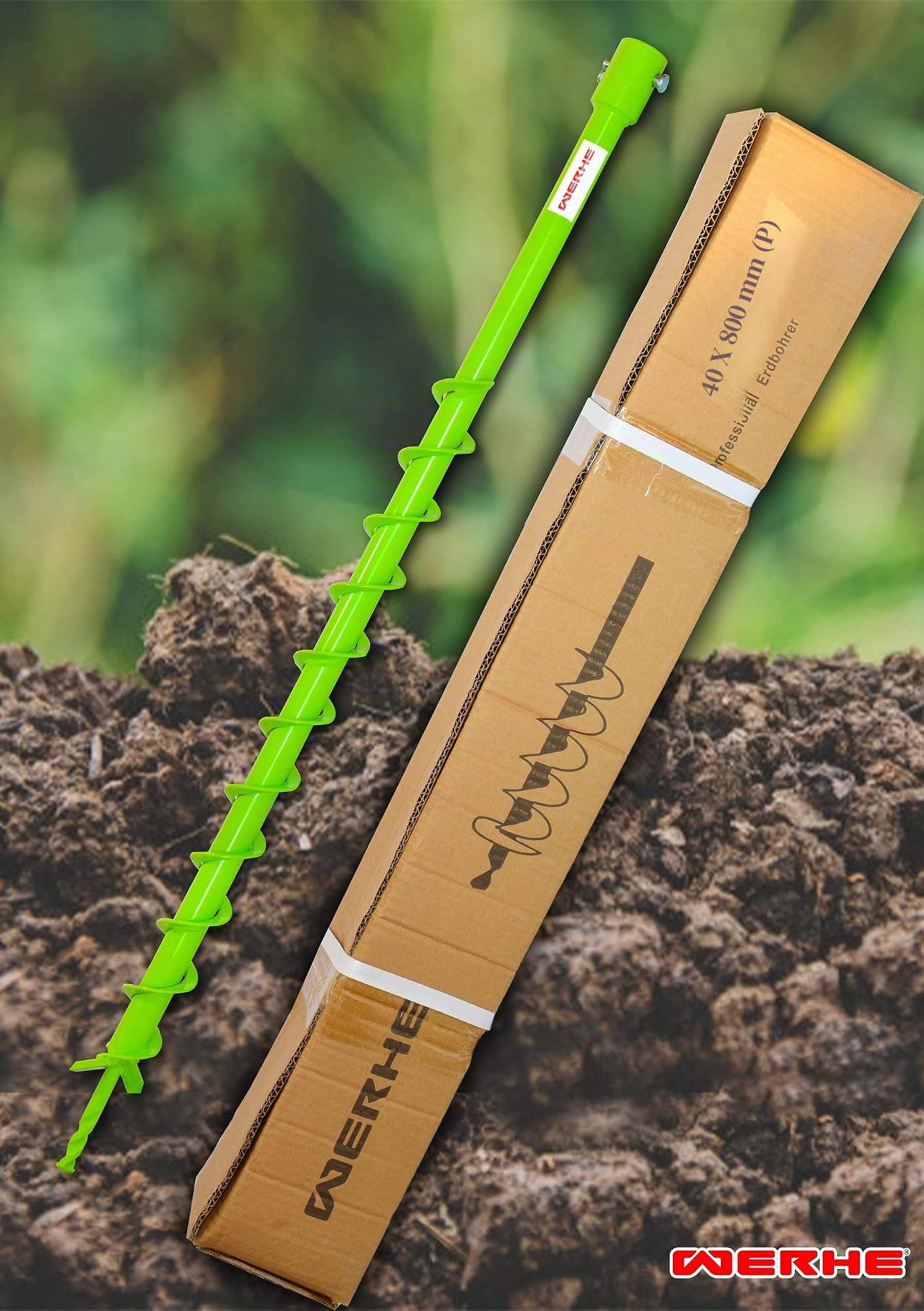 WERHE Tarière 40 mm SDS Max Emmanchement, 80 cm | en acier de qualité, double arbre pour performance de forage précise, compatible avec perforateurs de Bosch, Makita, DeWalt
