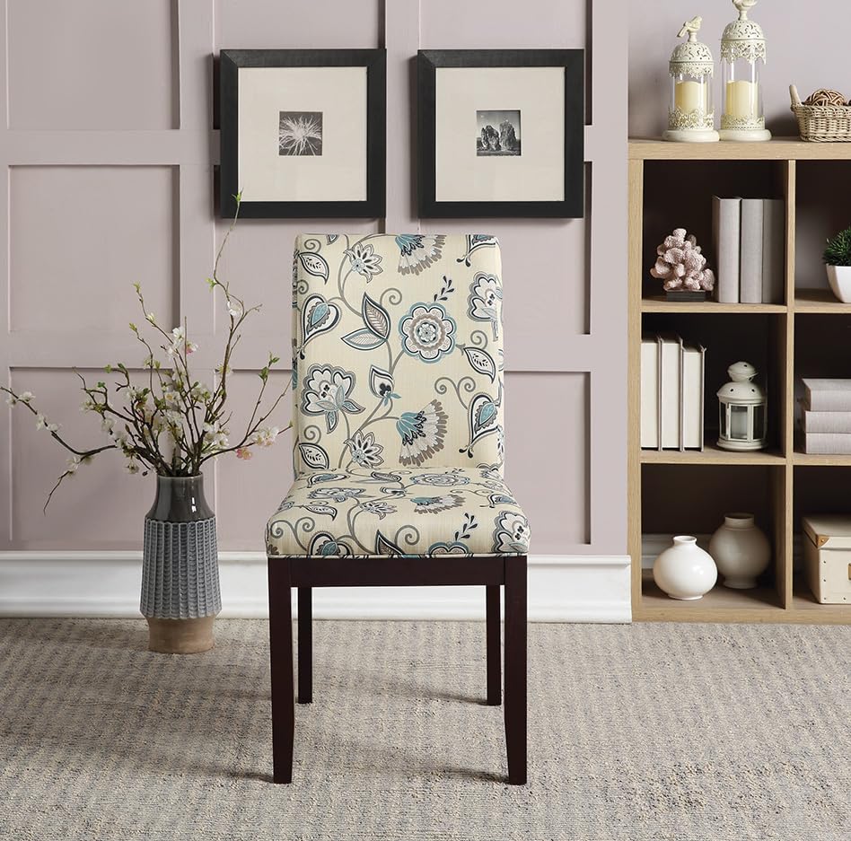 Image of OSP Home Furnishings Dakota Upholstered Parsons Dining Chair with Espresso Finish Wood Legs, Avignon Sky