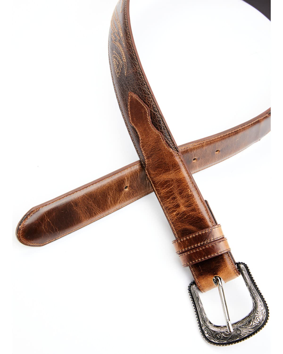 Justin Men's Longhorn Buckle Leather Belt Reg. and Big Black 42