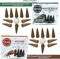 Vista 29 de TRUMIRI Incense Cones - Combo Pack of 20 Cone Incense - 10 Nag Champa + 10 Palo Santo - Insence Cones - Incense Cones Scented - Cone Incense Scents