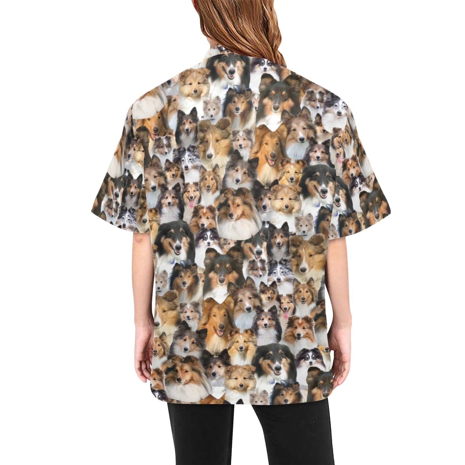 COWCUTE Sheltie Dog Lover Gifts, Sheltie Dog Print Dog Grooming Jackets, Waterproof Smock Jacket for Pet Groomers Barbers