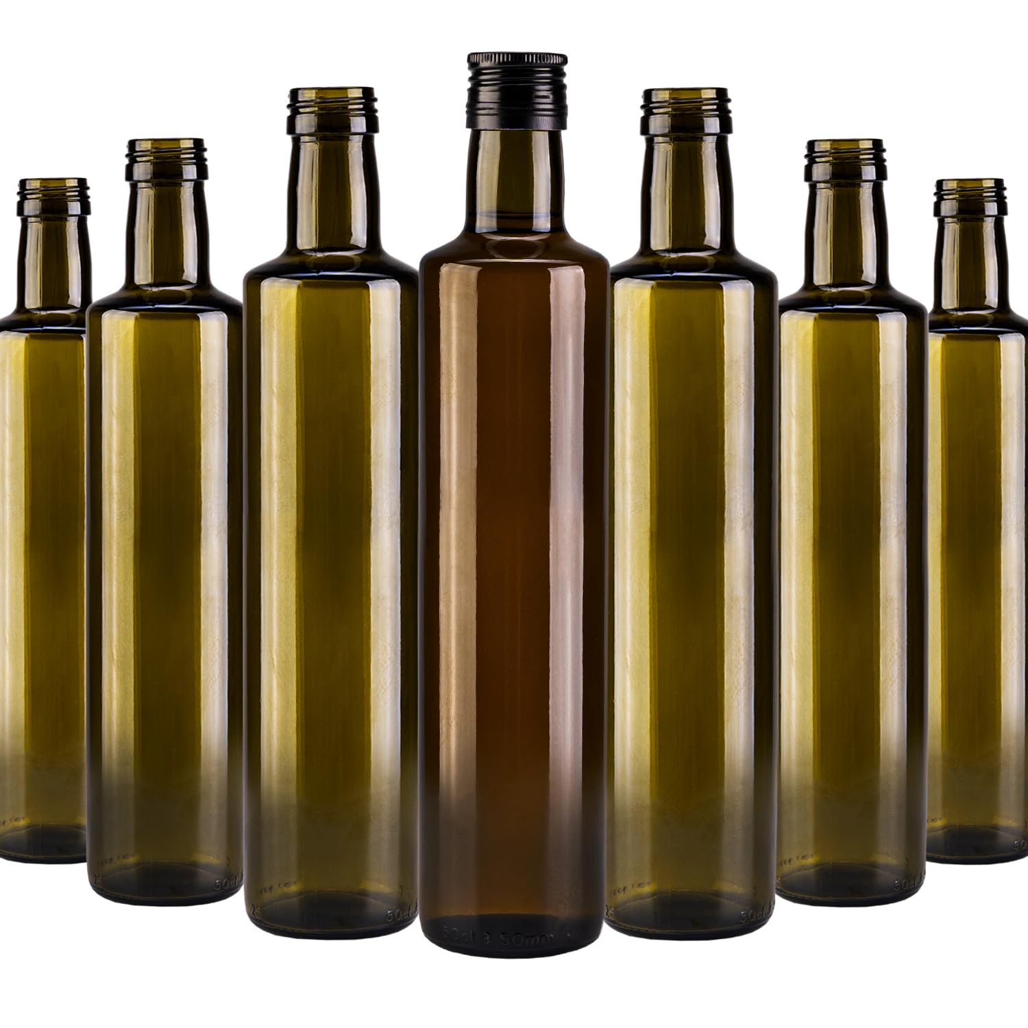 Szklana butelka Dorica 500 ml z dozownikiem – na olej, oliwę z oliwek i wino (40, szkło oliwkowe)