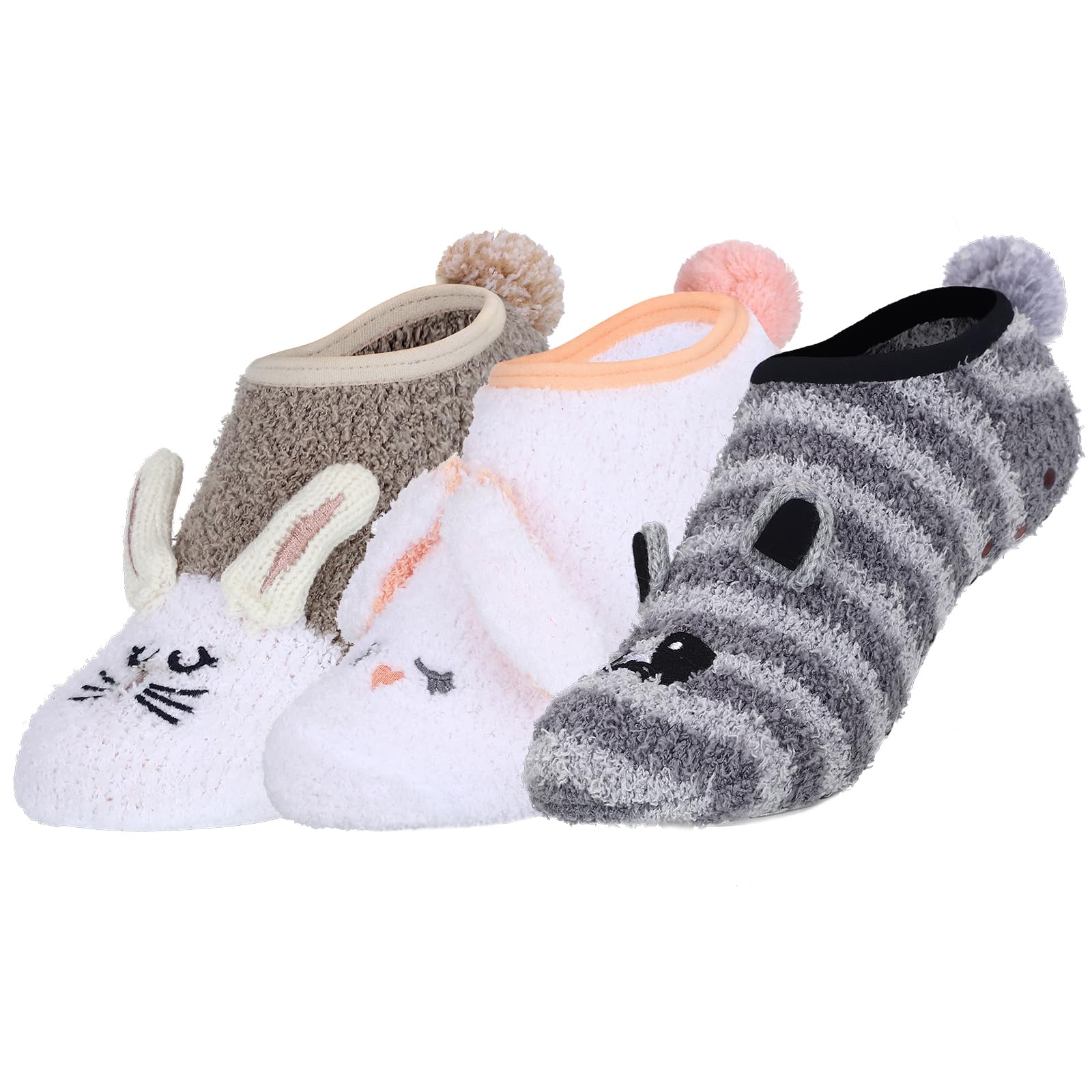 Calcetines cortos para mujer suaves y peludos con motivos navideños de invierno 8