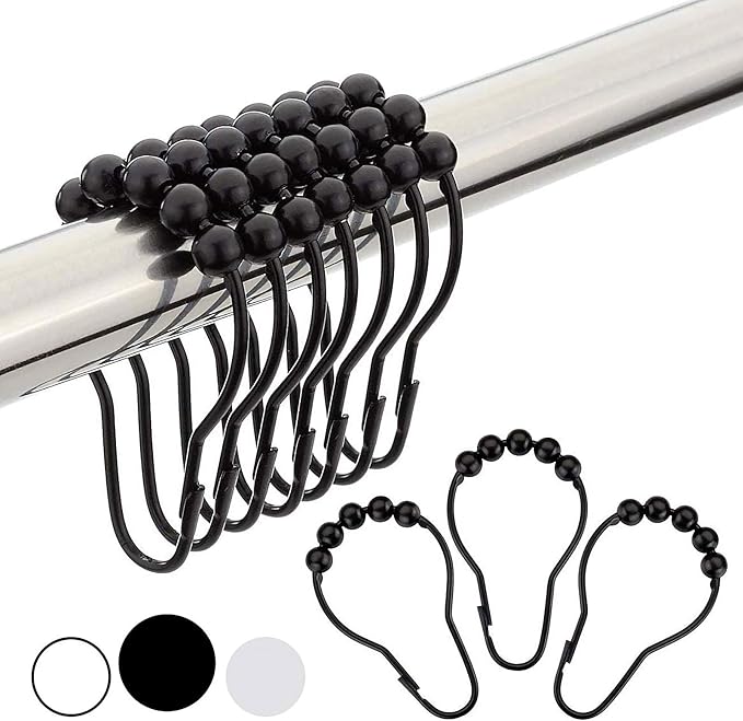 Bamyko Shower Curtain Rings, 12 Pcs Shower Curtain Hooks, Rust