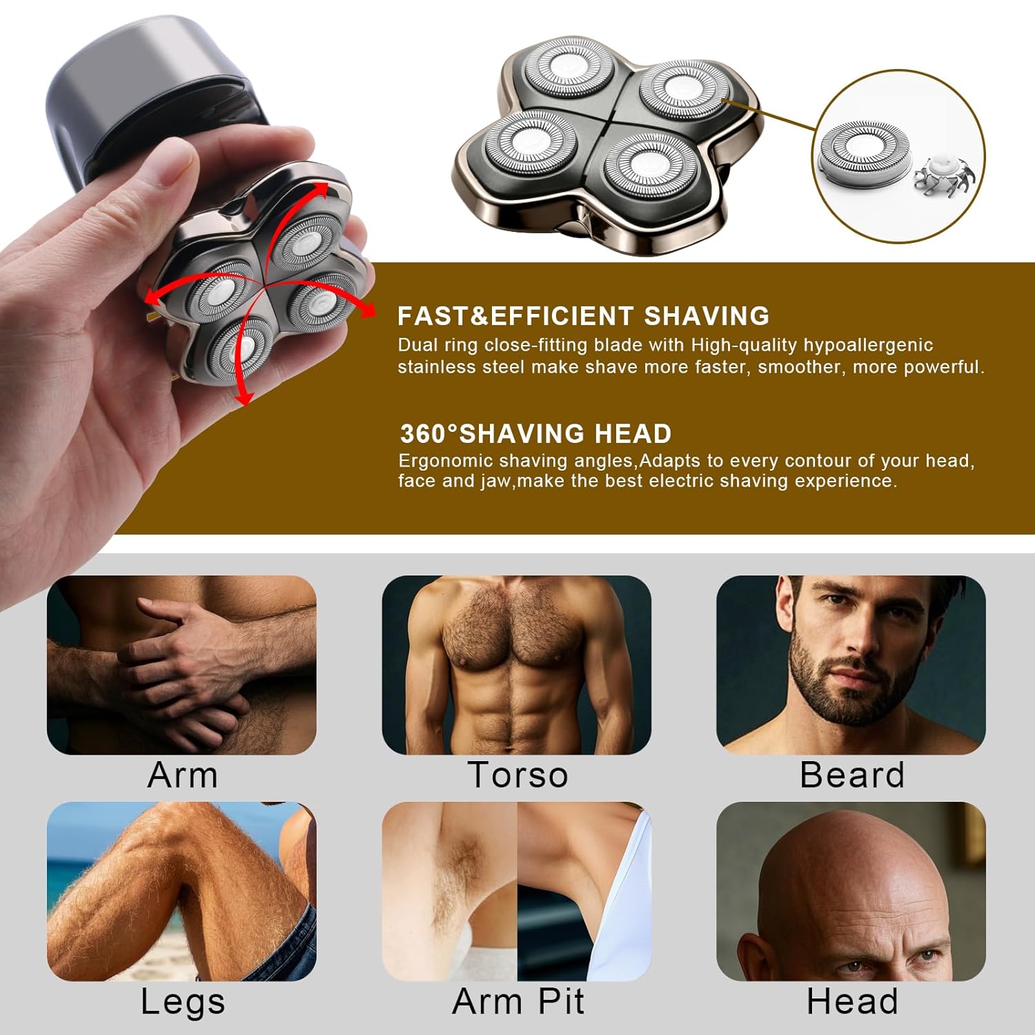 Shaver PRO 4 Head Replacement Blade Compatible with Skull Pitbull,Butterfly kiss pro & Palm Shavers,Electric Shaver & Head Shaver Blade for Bald Head Shavers for Men/Women (2 Pcs)