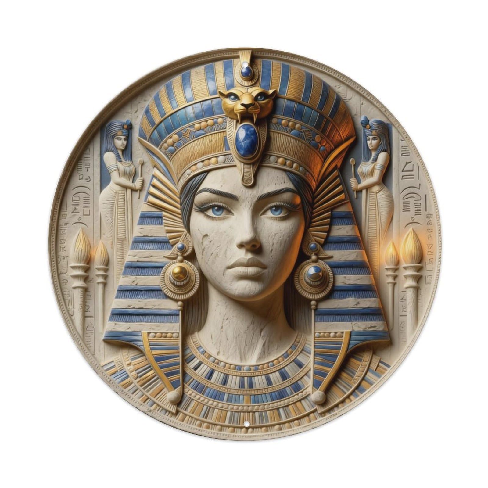 Zlatcbu Vintage Egyptian Queen Royal Portrait Metal Tin Sign Retro Wall Art Poster, Decor For Home Living Room Bar Cafe Garage, 8X8 Inch