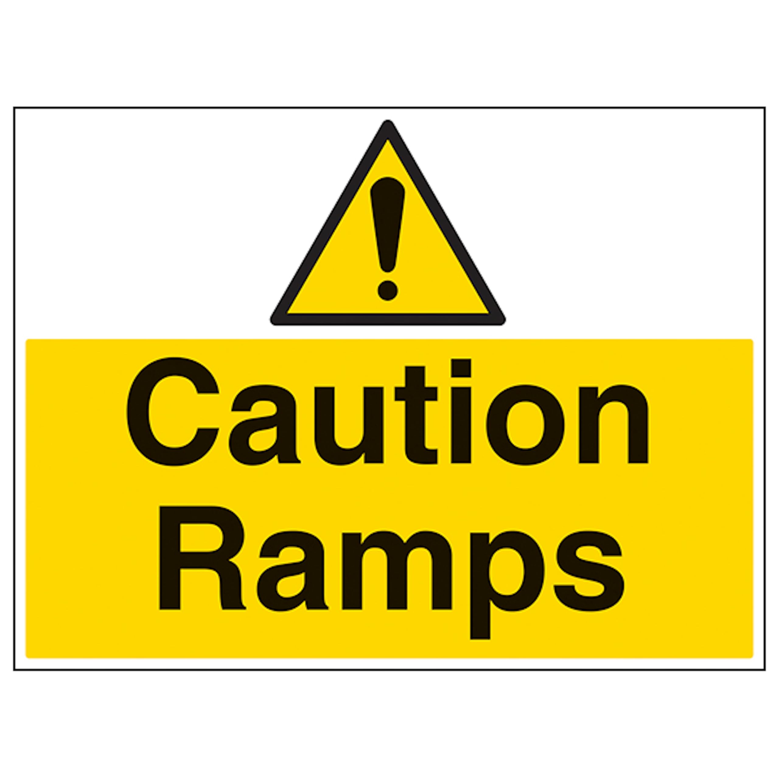 V Safety Caution Ramps - Large Landscape 400 x 300 mm - 2mm Rigid Plastic Safety Sign