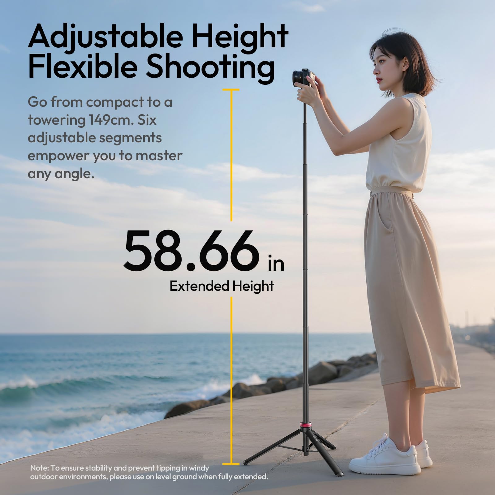 ULANZI MT-44 Treppiede Smartphone 147 cm, 2 in 1 Bastone Selfie con Telecomando, Treppiede Fotocamera con Testa a Sfera 360° e Cold Shoe, Compatto Selfie Stick per Samsung Sony Canon Nikon iPhone 17
