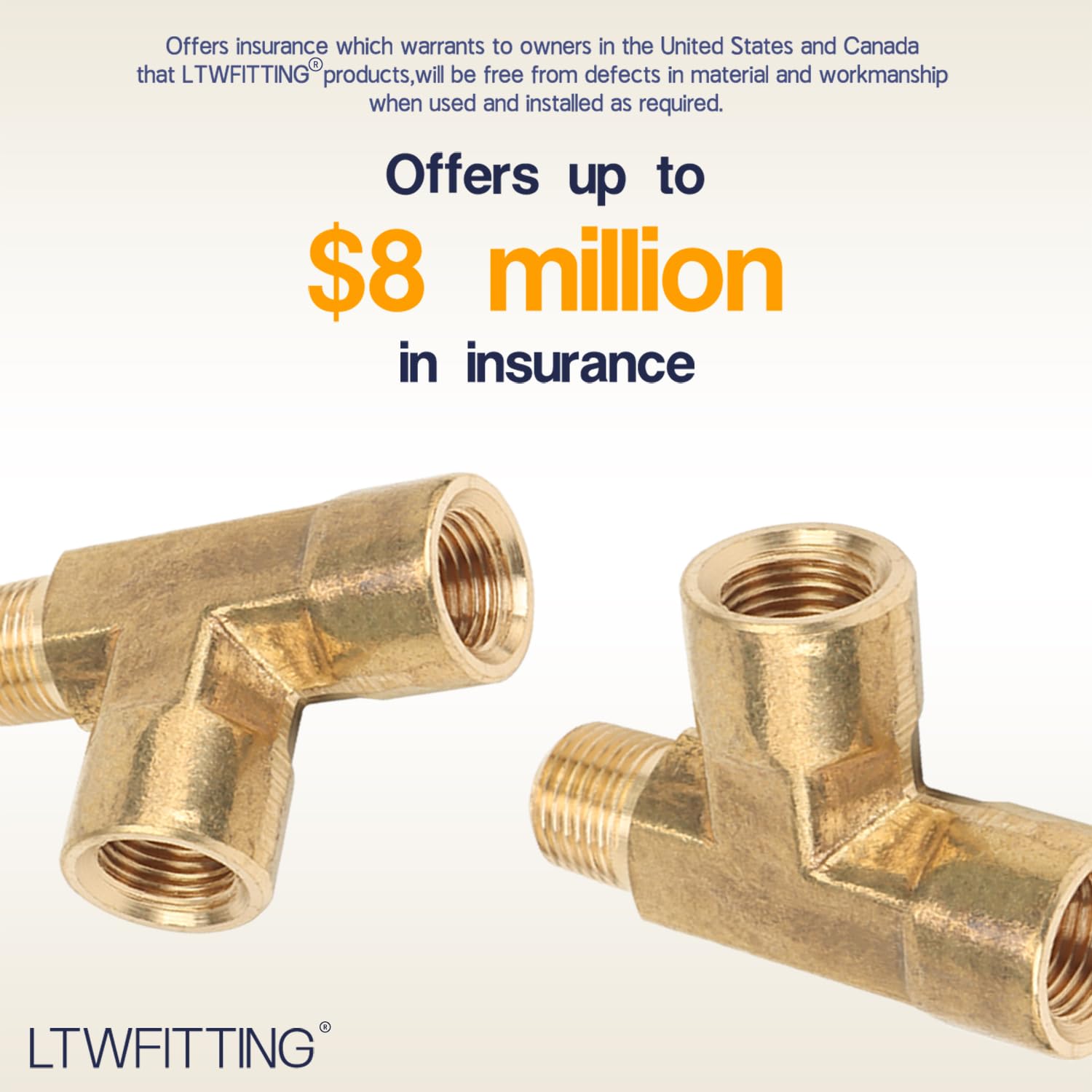 LTWFITTING Brass Pipe Fitting 1/8" Male x 1/8" Female x 1/8" Female NPT Pipe Tee Water Fuel Boat (Pack of 200)