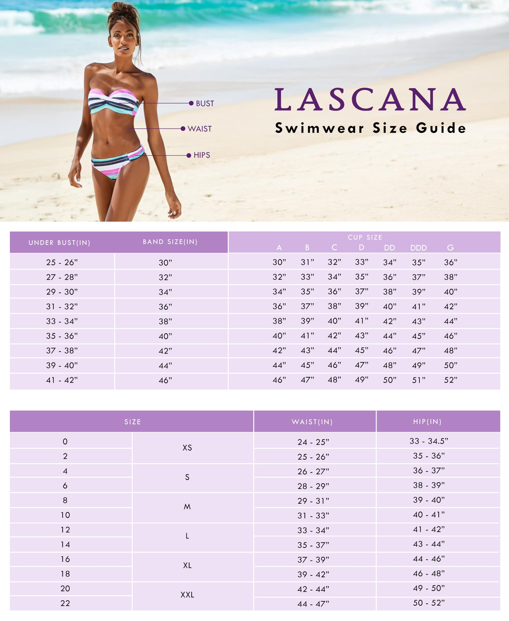LASCANA Women's Textured Push Up Bikini Top