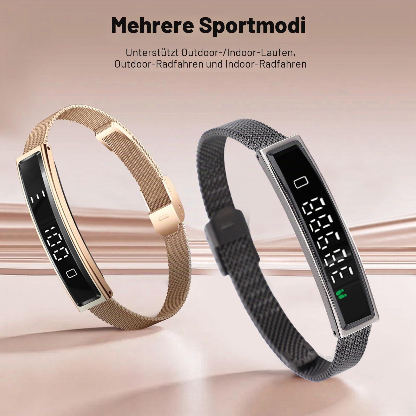 Smart Bracelet Fitness Tracker, Bluetooth 5.3 Health Tracker -Armband, For120 Sportmodi, Wasserdicht für das Fahren mit App mit App (Gold)
