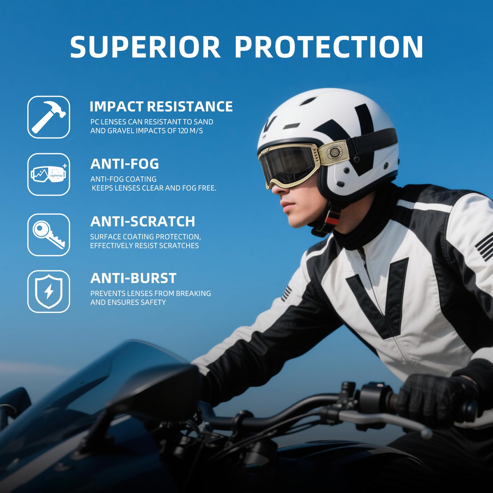 OTG okulary ochronne do motocrossu, szkła zapobiegające zaparowaniu, przezroczyste szkła i szare szkła, okulary motocrossowe, OTG, motocykl, ATV, do sportów wyścigowych, dla mężczyzn i kobiet