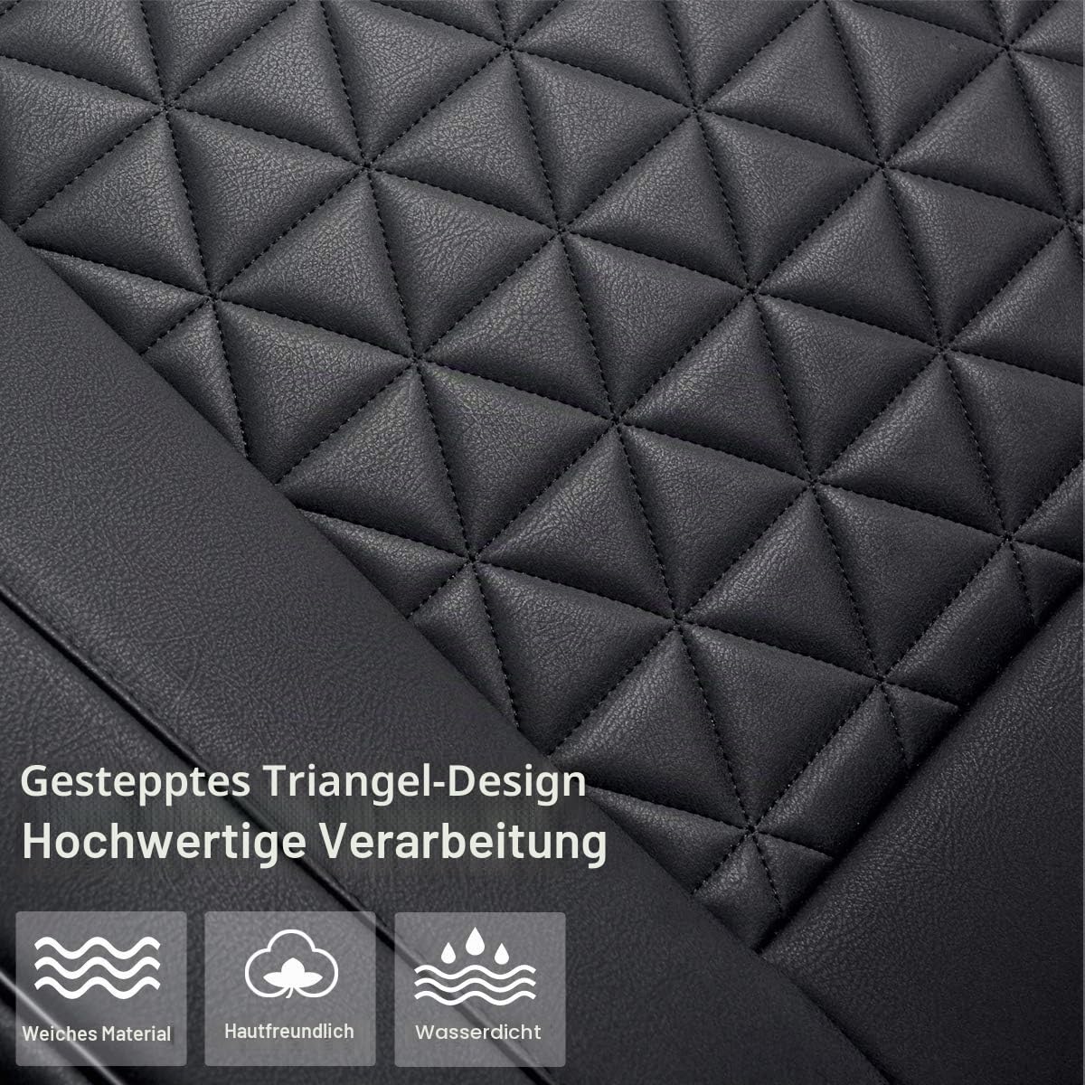 Black Panther 1 Paar Luxus PU-Leder Sitzbezüge Auto Vordersitze, kompatibel mit 95% Autos,Keine Sitzheizung, Keine Wärme (Limousine/SUV/Pickup/Van) - Schwarz