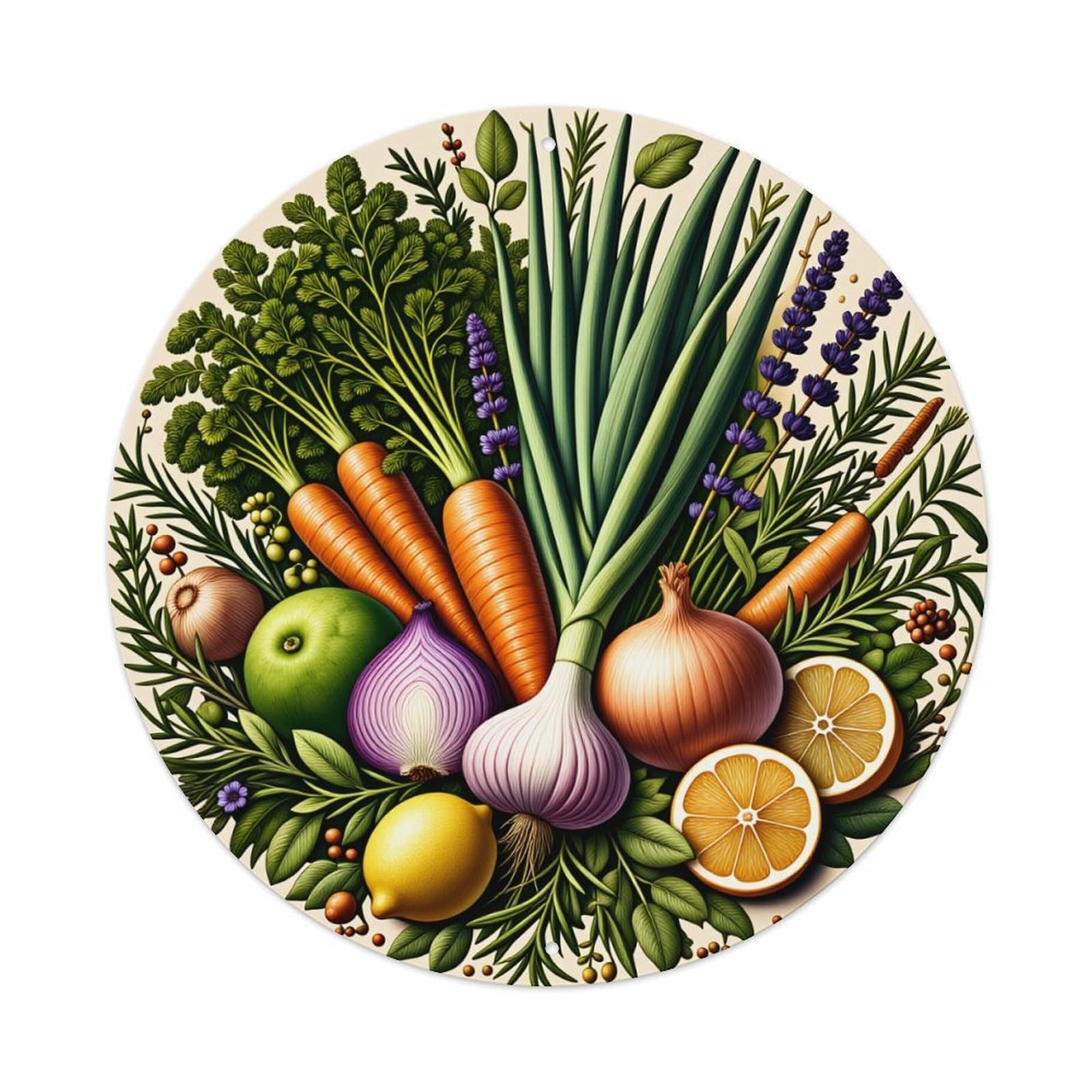 Fresh Vegetables And Herbs Arrangement Metal Tin Sign Vintage Garden Bedroom Cafe Bar Man Cave Home Wall Decor Metal Poster 8x8 inches