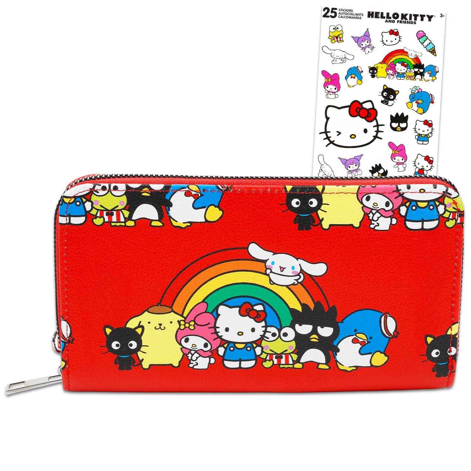 Hello Kitty and Friends Wallet for Women Set - Bundle with Sanrio Card Organizer with Pockets and Wrist Strap for Women Plus Stickers | Hello Kitty