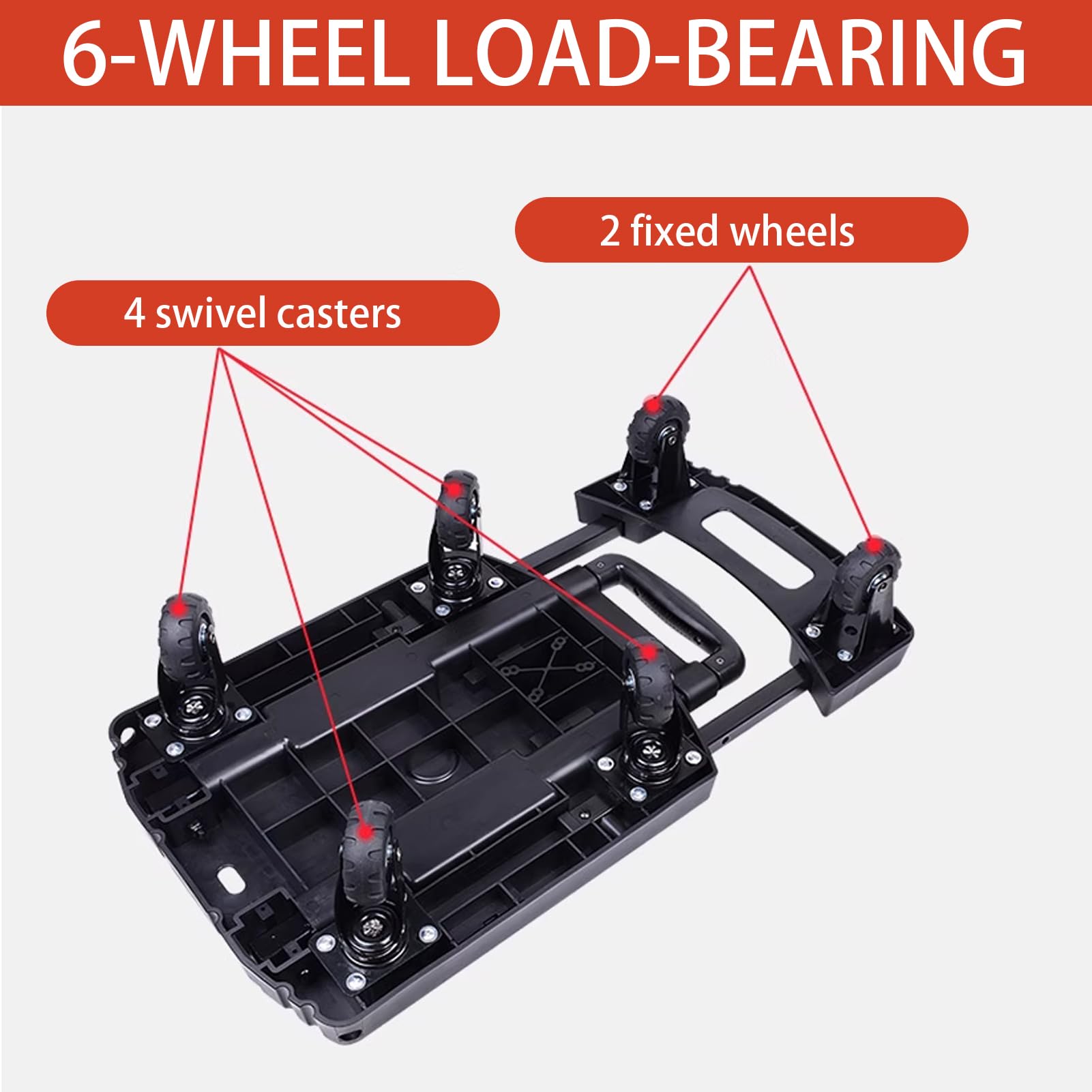 Carrello Pieghevole Grande 6 Ruote Da 200kg – Compatto Per il Bagagliaio Dell’Auto, Telaio Estensibile, Perfetto Per la Spesa Settimanale, Acquisti Ingombranti E Traslochi (Arancione)