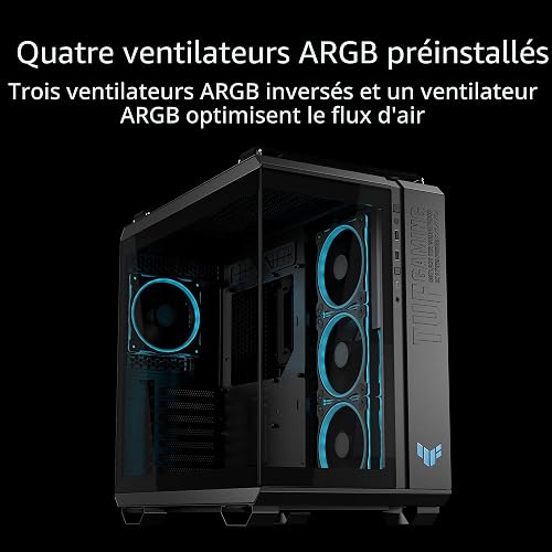 Asus TUF Gaming GT502 Horizon ARGB Case w/Glass Front & Side, ATX, Dual Chamber, Modular Design, 4x ARGB Fans, USB-C 20Gbps, Carry Handles, Black - 4