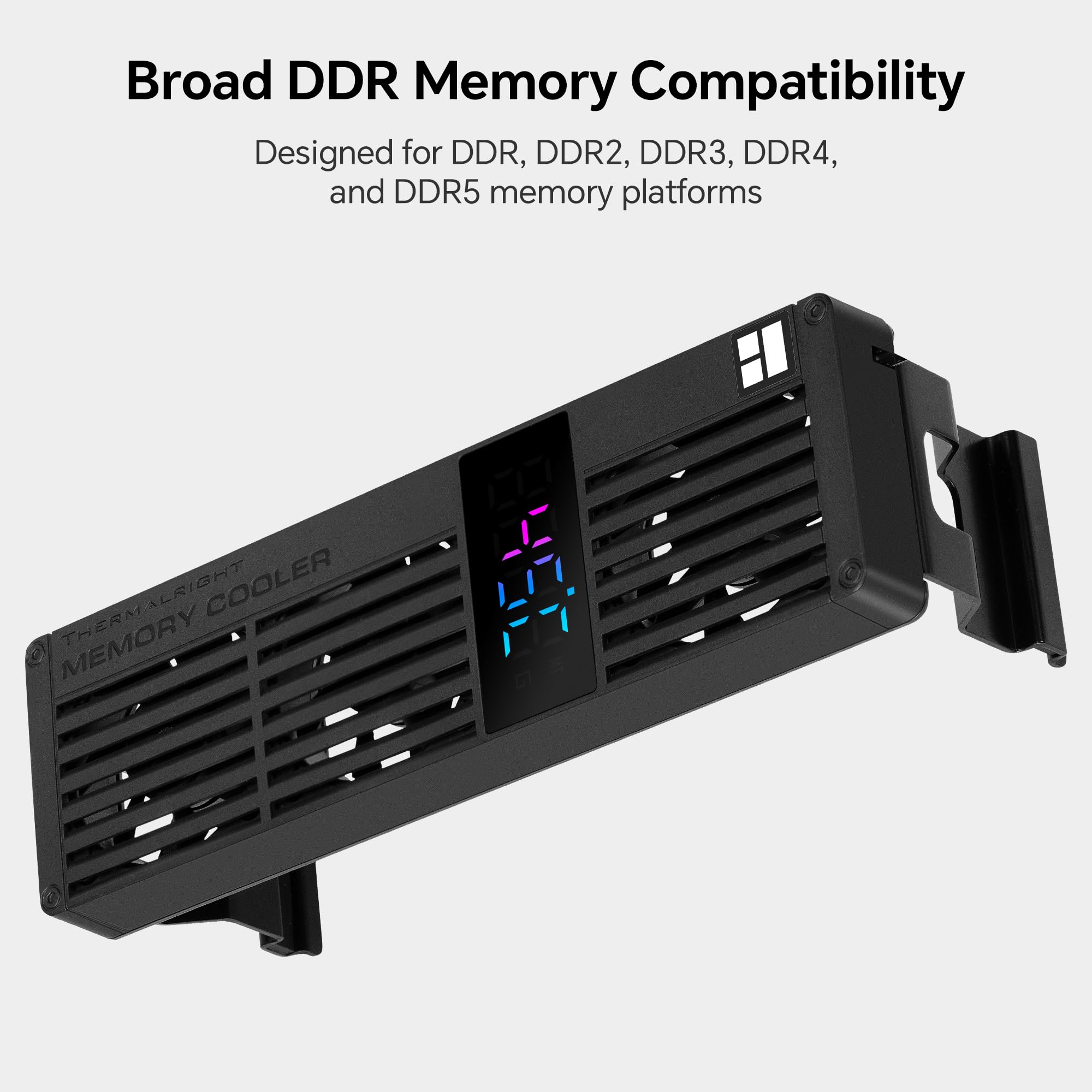 Thermalright MC-3 - Enfriador de memoria RAM digital, ventiladores triples PWM de 40 mm, pantalla ARGB, 4500 RPM, para DDR/DDR2/DDR3/DDR4/DDR5, negro