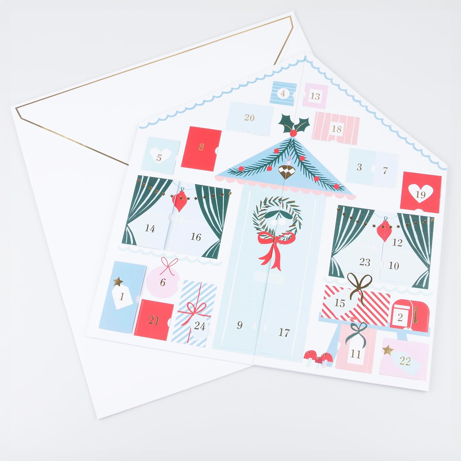 Meri Meri Santa's Cabin Sticker Advent Calendar (Pack of 1), Ages 3+, 16.125" x 17.375" x 0.25", Christmas Advent Calendar