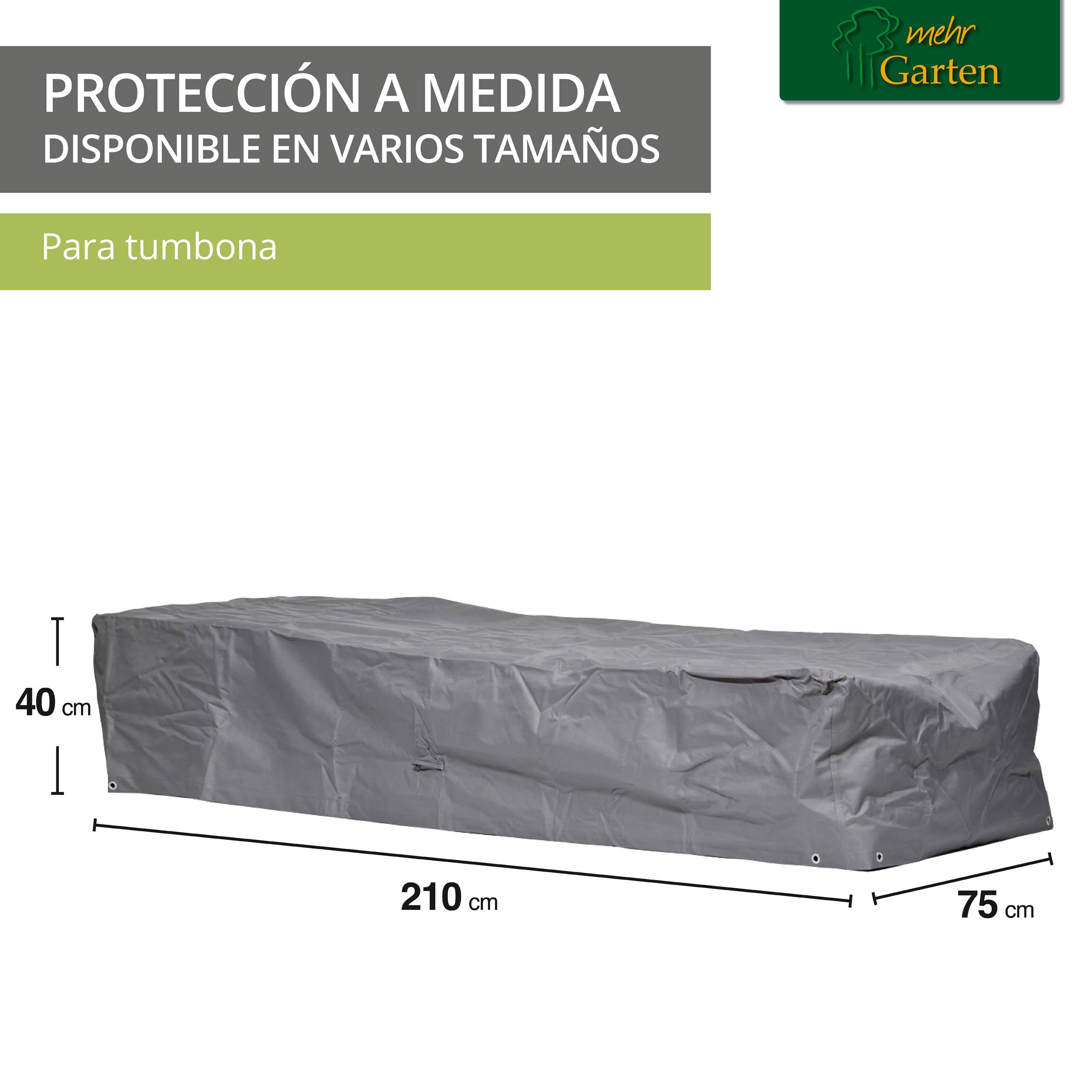 Funda para tomar el sol 210 x 75 x 40 cm | poliéster tejido Oxford 600D, color: gris