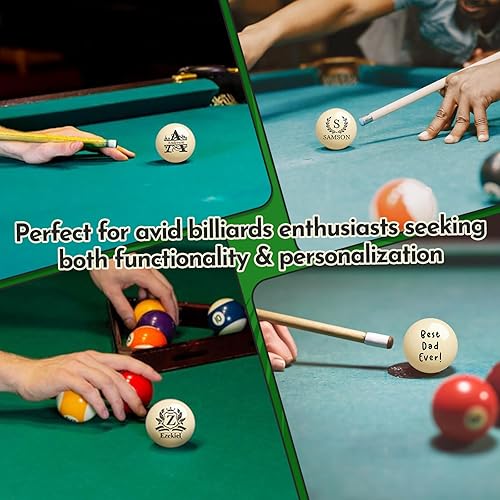 Miniatura 4 de Bola de billar personalizada con bolsa, graba texto o logotipo, monograma personalizado de 2.244 in, regalos de cumpleaños para papá, marido,
