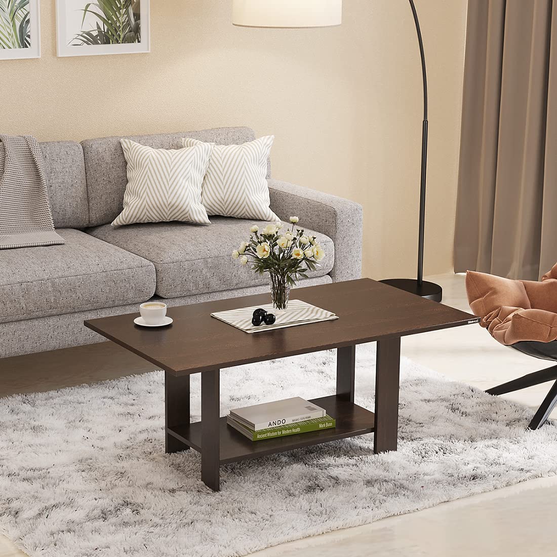 BLUEWUD Osnale Engineered Wood Rectangular Shape Coffee Center Sofa Tea/Teapoy Console Table for Sofa Set Living Room Home Hall (Brown Maple)-picture-10