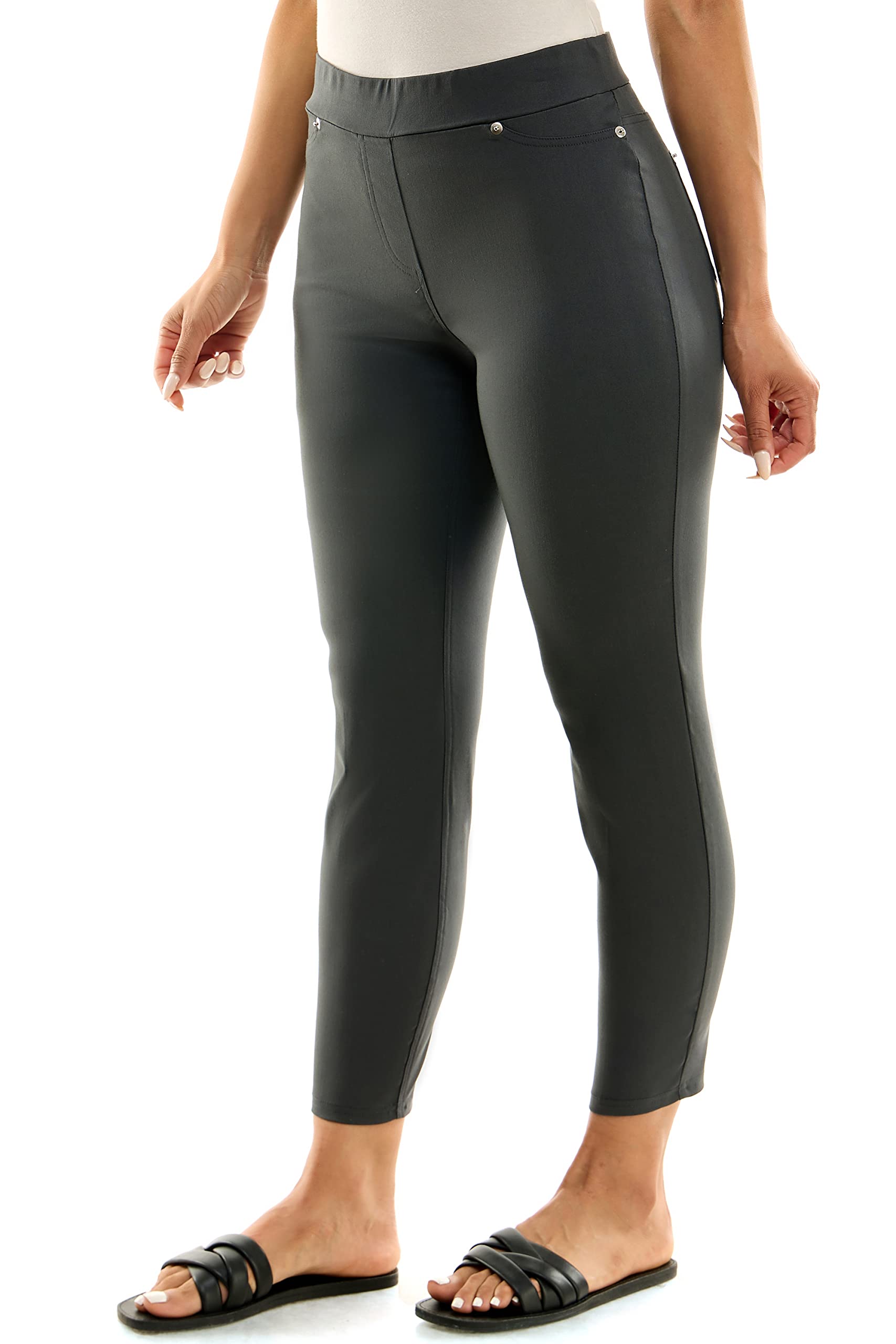 Zac & Rachel Women's Pull on Ankle Pant with Pocket Studs