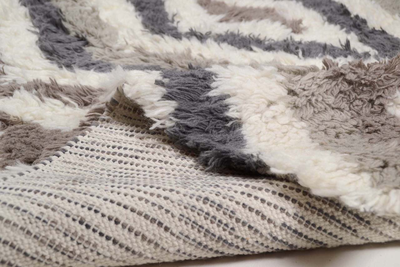 THEKO Klassischer Handgewebter Wollteppich – Beige Multi, 70 X 140 Cm, 100% Schurwolle