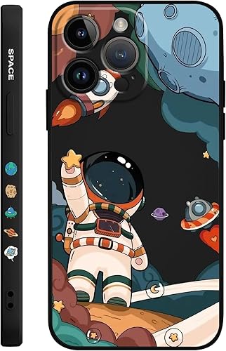 Miniatura 8 de Fundas para iPhone 15 Pro Max, para iPhone 15 Pro Max, funda de astronauta lateral con diseños de patrón creativo de silicona líquida a prueba de