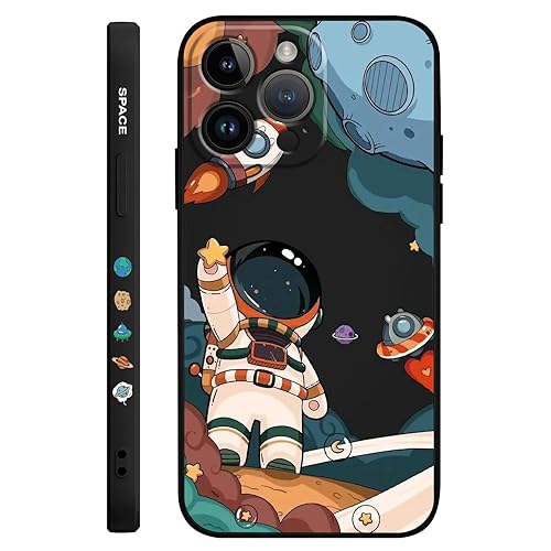 Miniatura 8 de LEECG Fundas para iPhone 15 Pro Max, para iPhone 15 Pro Max, funda de astronauta lateral con diseños de patrón creativo de silicona líquida a prueba