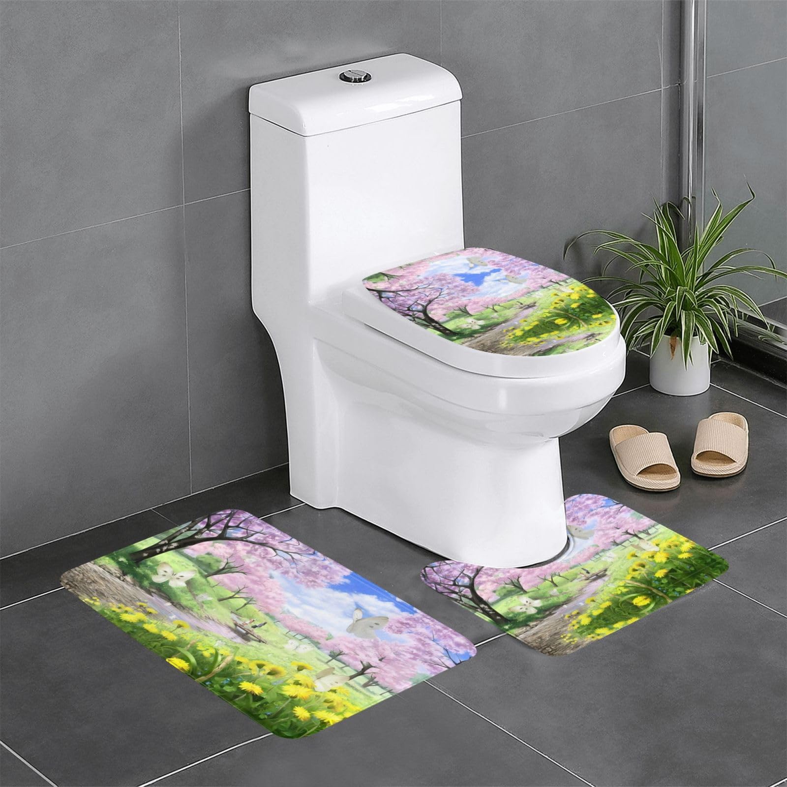Tapis de salle de bain en motif cerisier et finitions haut de gamme
