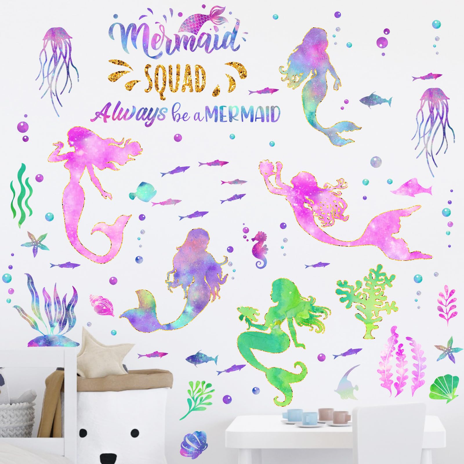Quilted Blanket Mermaid Tail Wall Decals - Under The Sea Ocean Theme ...