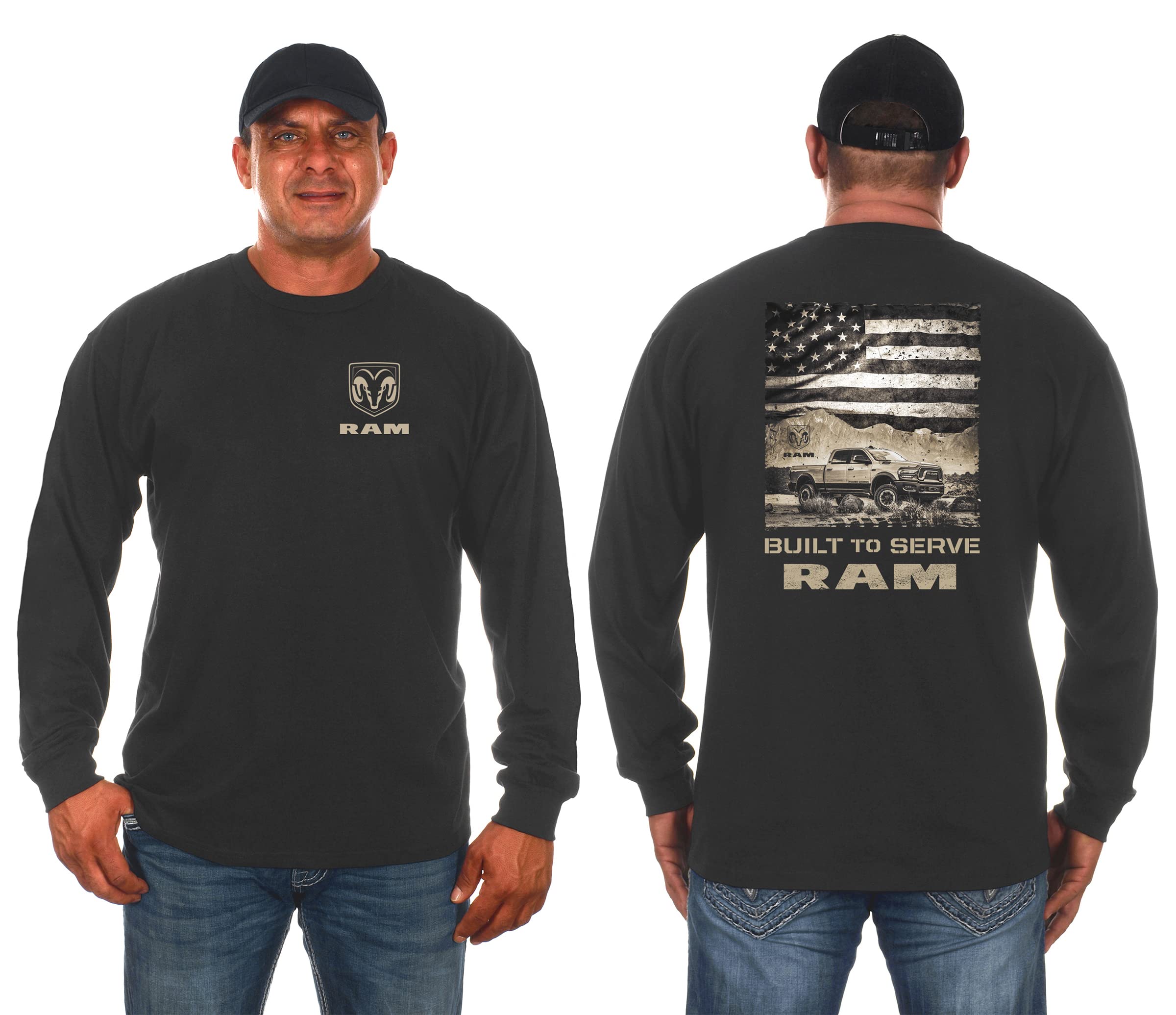 Jh Design Group Men's Charcoal Dodge Ram Built To Serve Truck Long Sleeve Crew Neck Shirt In 2 Colors, Xl