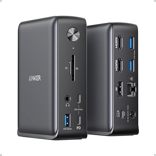 Miniatura 1 de Anker Estación de acoplamiento, estación de acoplamiento Anker 575 USB-C (13 en 1), pantalla triple, HDMI 4K, USB-C de 10 Gbps y datos USB-A de 5