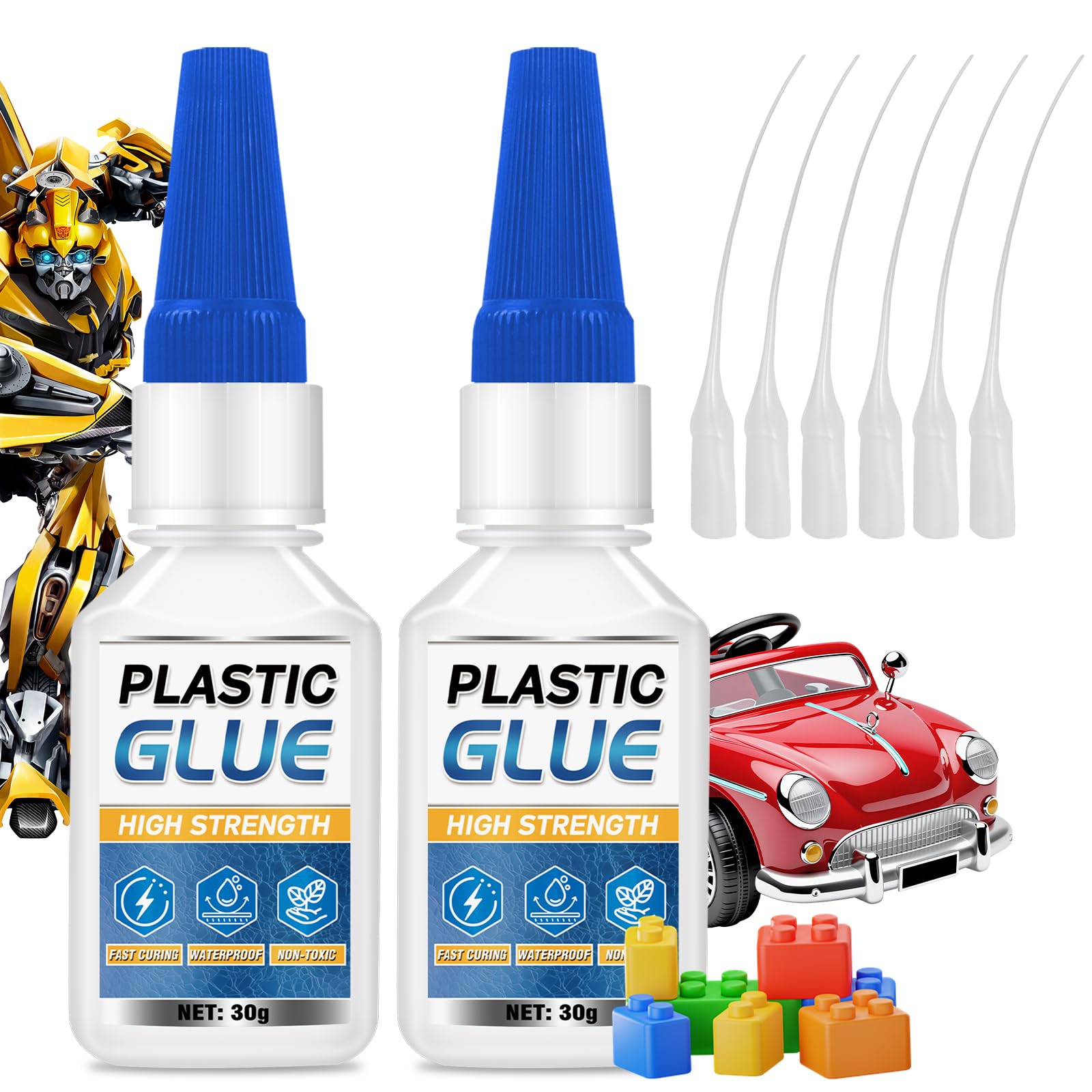 Plastic Glue 30g*2 – Permanent Clear Super Glue for Plastic, Model Glue for Plastic, ABS, PVC, PLA, Acrylic & 3D Printing, Fast Cure, Waterproof & Heat Resistant