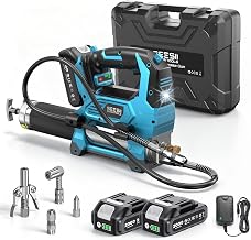 Seesii 12,000PSI Battery Grease Gun with 2 Batteries (Also Compatible with Makita 18V Batteries), 3 Speeds, Brushless Motor, 3 Grease Head, 1.2m Tube, Heavy Equipment
