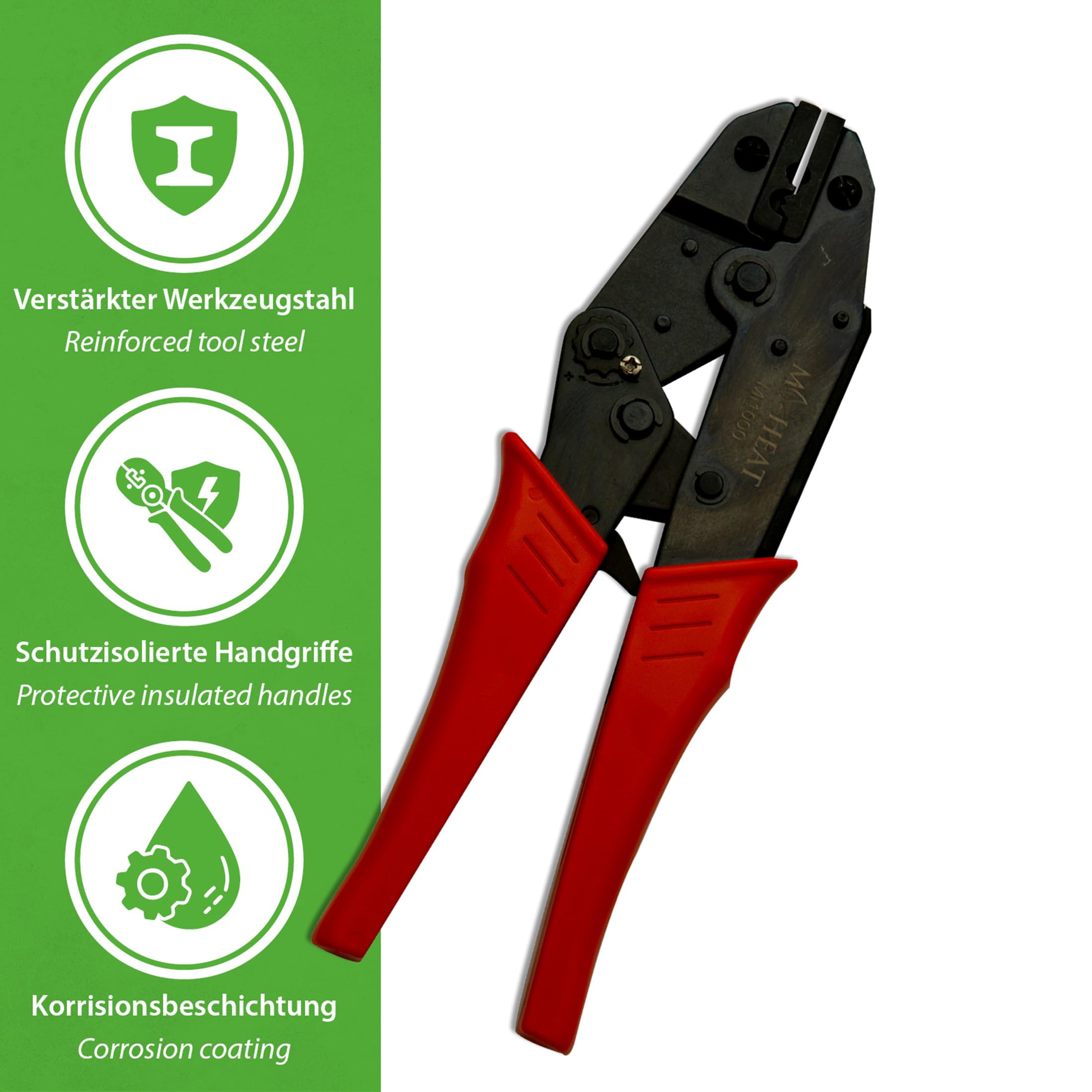 Crimpzange zur sicheren Montage der Quetschverbinder an Mi-Heat Heizfolien, Quetsch-Verbinder Presse