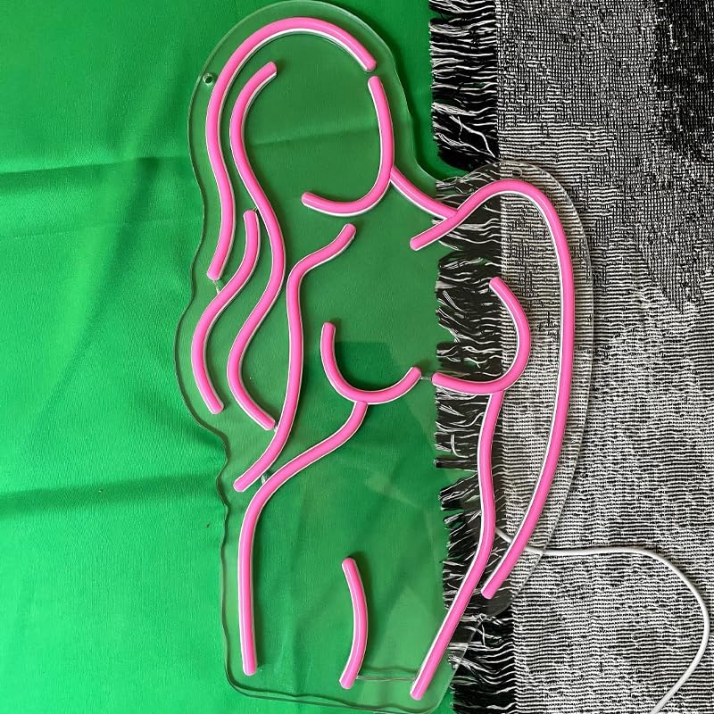 Pink & White Abstract Female Silhouette LED Neon Sign - 9.1x16.5 Inch Wall Art, USB Powered Mood Light for Bedroom, Living Room, Modern Decor - Image 3