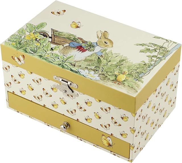 TROUSSELIER - Peter Rabbit Treasure Box & Musical Jewellery Box - Ideal Children's Gift - Vivaldi Spring Music - Colour: Green