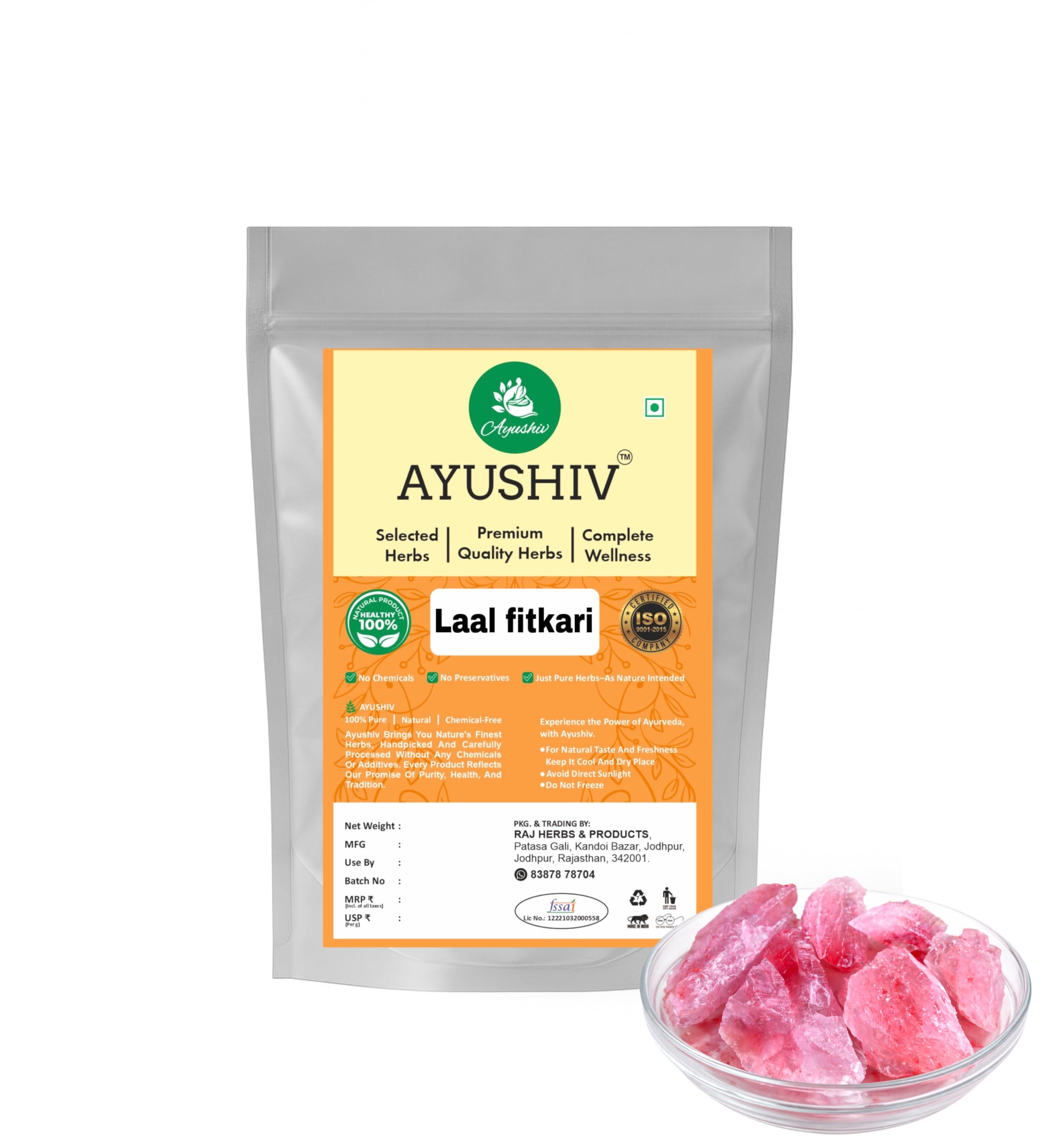 Laal Fitkari (Red Alum Crystal) | Natural Pink Fitkari | Lal Phitkari | Potassium Alum (100 Gm)-image-38