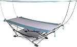 MacSports Collapsible Portable Folding Hammock with Removable Canopy - Includes Pillow and Mesh Storage Net, Freestanding, Heavy Duty, Outdoor Hammock (Teal)