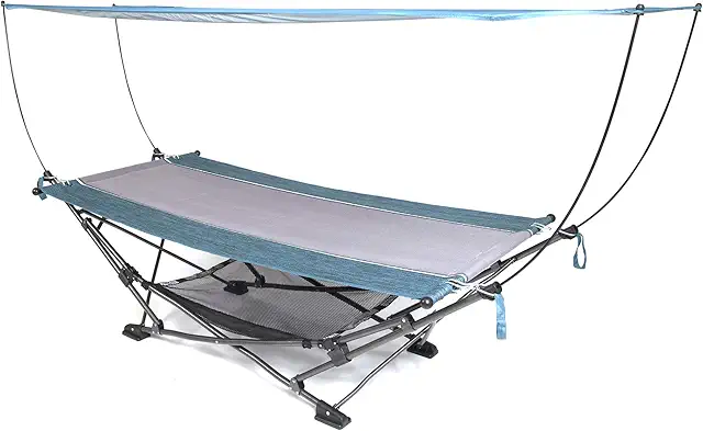 MacSports Collapsible Portable Folding Hammock with Canopy - Heavy Duty Outdoor