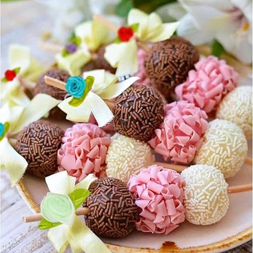 Miniatura 7 de 100 palillos de dientes de flores rojas para aperitivos de 4.7 pulgadas de largo, selecciones de cóctel de bambú, despedidas de soltera, bodas,