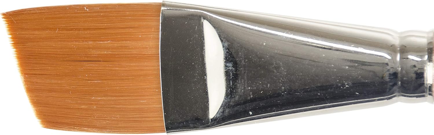 KINGART Premium Radiant 6400-1 Angular Shader Series Artist Brush, Synthetic Taklon Hair, Short Handle, for Acrylic, Oil and Watercolor Painting, Size 1 Inch