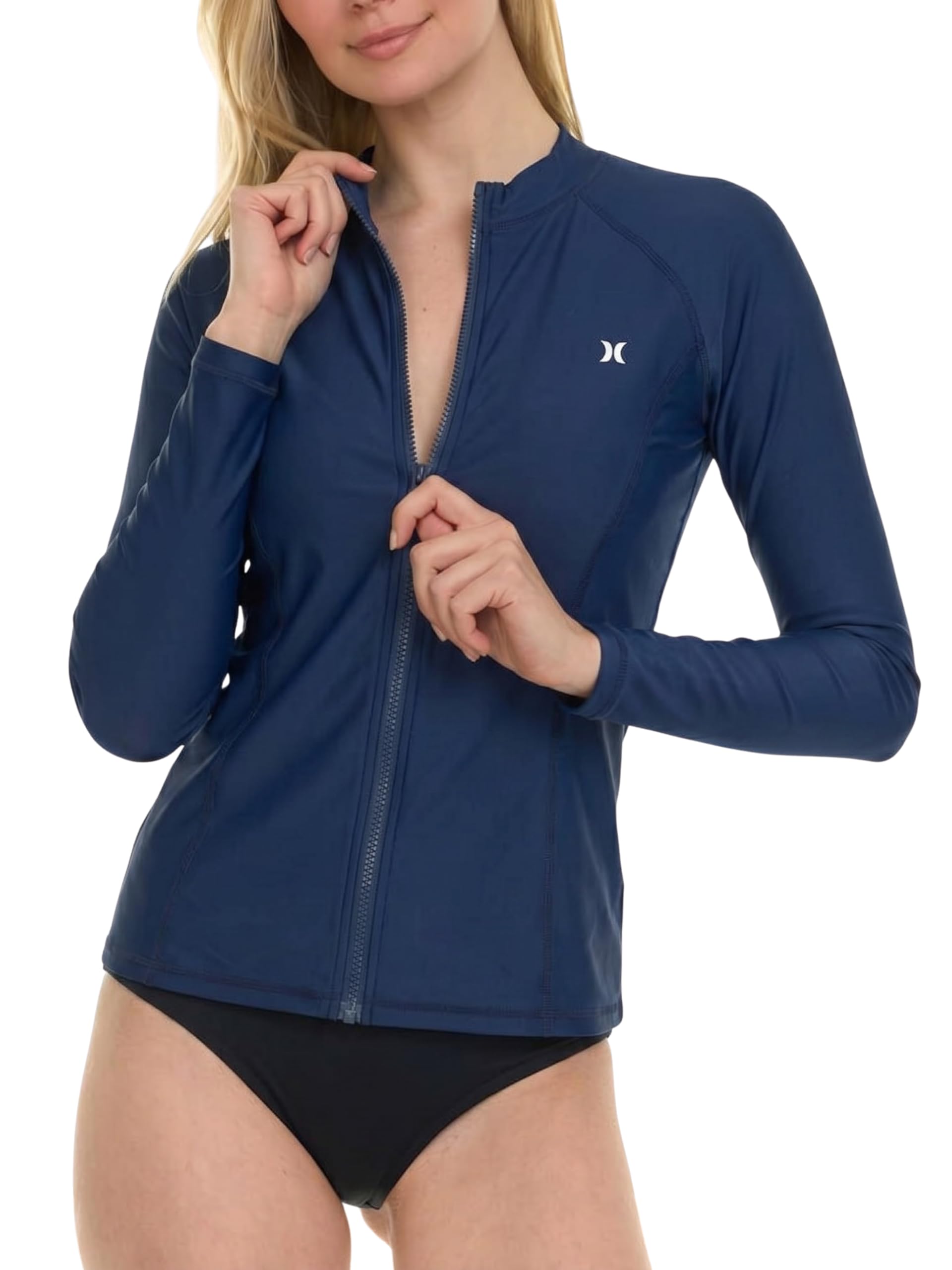 Photo 1 of Hurley Rash Guard for Women Full Zip, Zip Up Long Sleeve Swim Shirts for Women, Surfing Top UPF 50+ SPF Sun & UV Protection