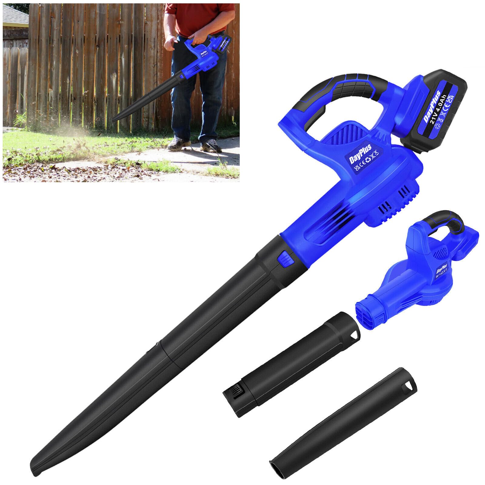 Soffiatore per foglie Triturafoglie a Batteria, Aspiratore Aspiratore A Batteria Soffiatore Soffia Foglie, Alta Potenza di Aspirazione, Compatto e Leggero