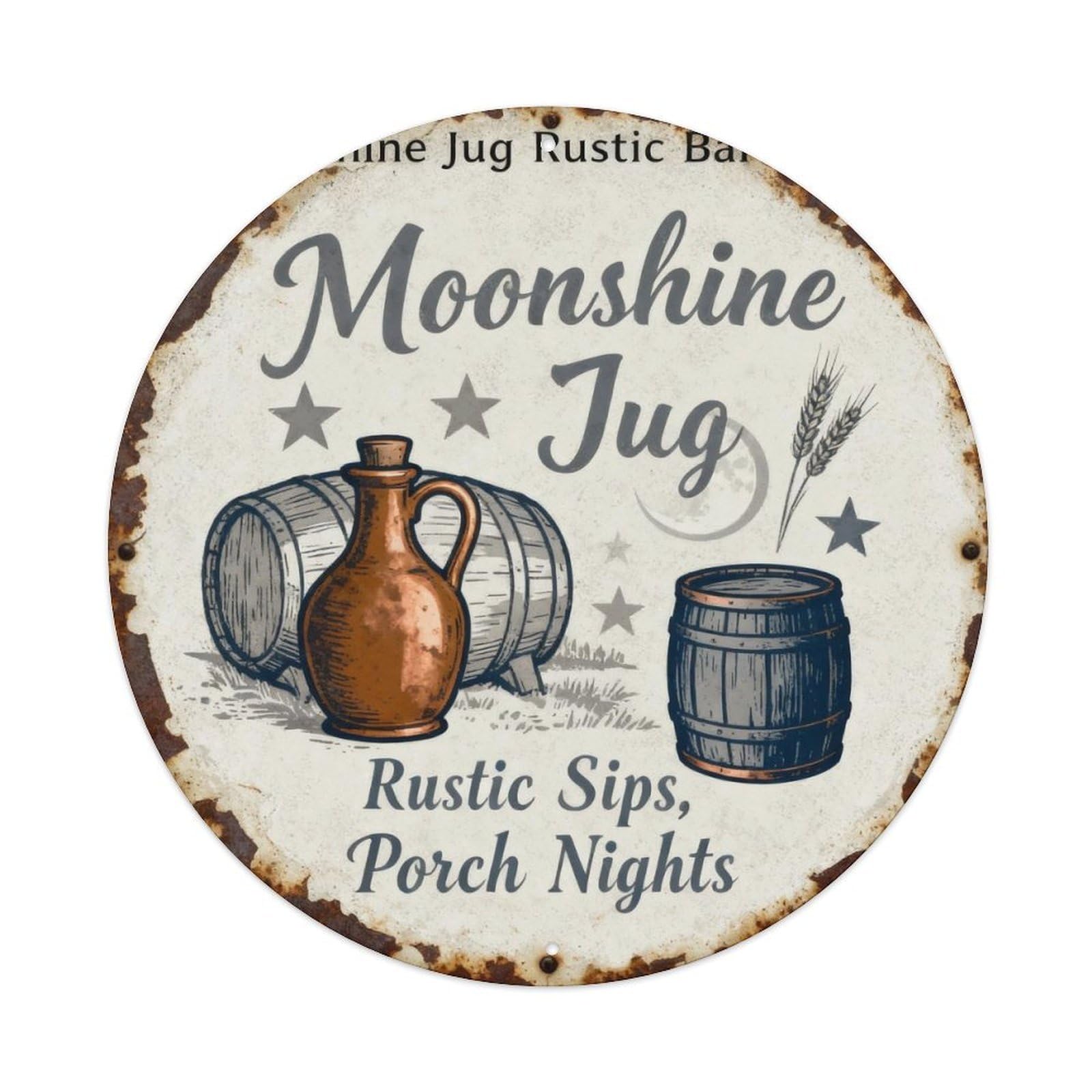 Moonshine Jug Rustic Bar Decor Metal Tin Sign Plaque