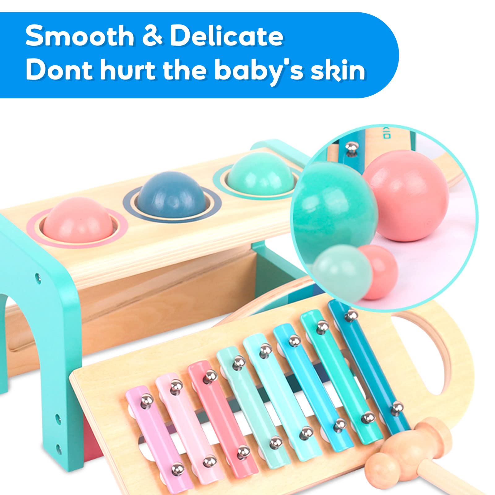 Jouets de Banc Martelant avec Xylophone Bebe Coulissant des Jouets Colorés de Xylophone,des Jouets d'apprentissage pour l'éducation précoce Montessori,Cadeaux d'anniversaire pour 1 2 3 ans et plus