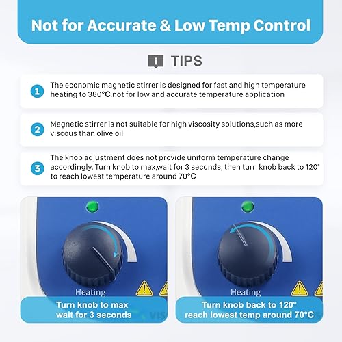 Miniatura 2 de Agitador magnético Placa caliente Max 716.0 F, agitador magnético de placa caliente con velocidad máxima de 2000 RPM, capacidad de agitación de 5 L,